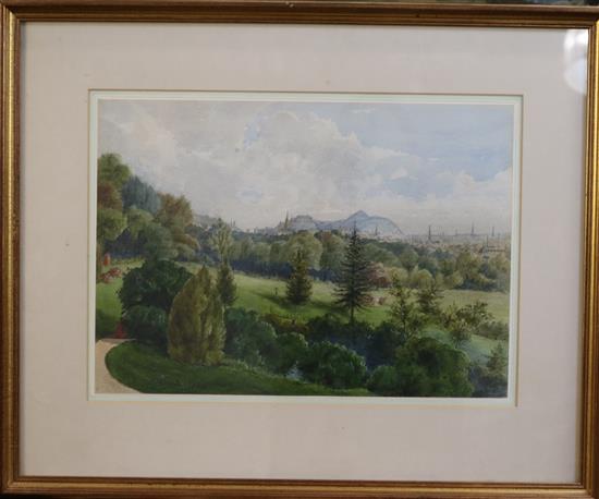 George Buchanan Wollaston (1814-1899) Saddleback and Low Nest Farm near Ambleside and A view of Edinburgh 10 x 14in.